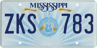 MS license plate ZKS783