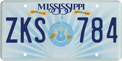 MS license plate ZKS784