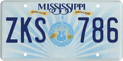 MS license plate ZKS786