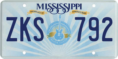 MS license plate ZKS792