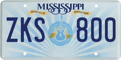 MS license plate ZKS800
