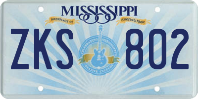 MS license plate ZKS802