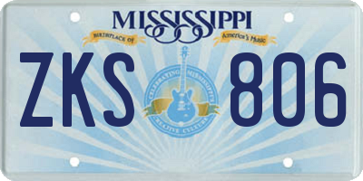MS license plate ZKS806