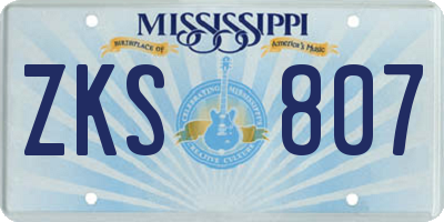 MS license plate ZKS807