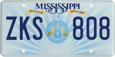 MS license plate ZKS808