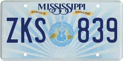 MS license plate ZKS839