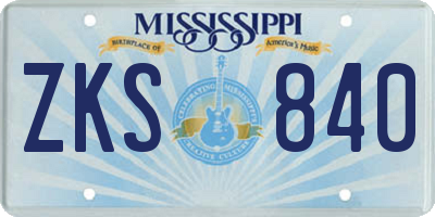 MS license plate ZKS840