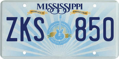 MS license plate ZKS850