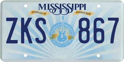 MS license plate ZKS867