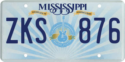 MS license plate ZKS876