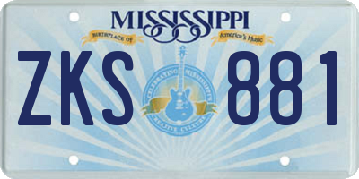 MS license plate ZKS881