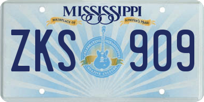 MS license plate ZKS909