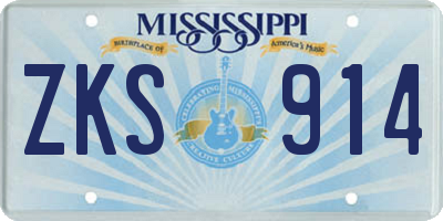 MS license plate ZKS914