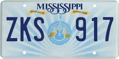 MS license plate ZKS917