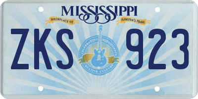 MS license plate ZKS923