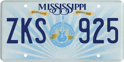 MS license plate ZKS925
