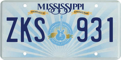 MS license plate ZKS931