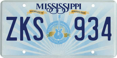 MS license plate ZKS934