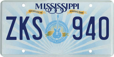 MS license plate ZKS940