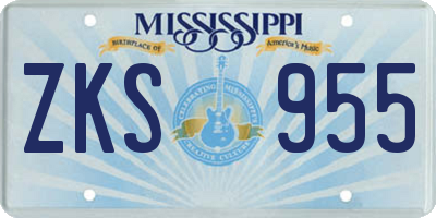 MS license plate ZKS955