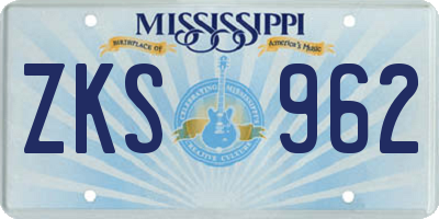 MS license plate ZKS962