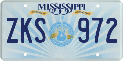 MS license plate ZKS972