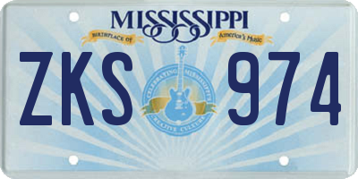 MS license plate ZKS974