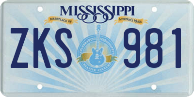 MS license plate ZKS981