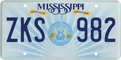 MS license plate ZKS982