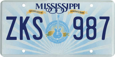 MS license plate ZKS987