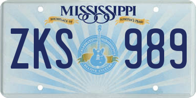 MS license plate ZKS989
