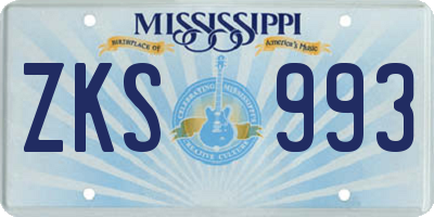 MS license plate ZKS993