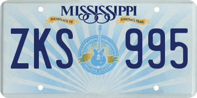 MS license plate ZKS995