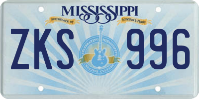 MS license plate ZKS996