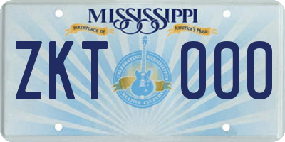 MS license plate ZKT000
