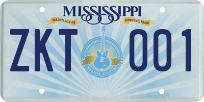 MS license plate ZKT001