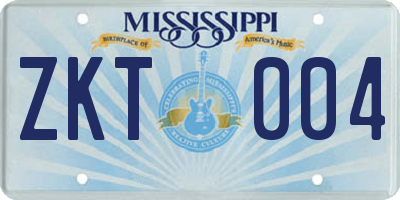 MS license plate ZKT004