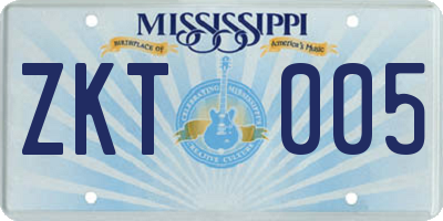 MS license plate ZKT005