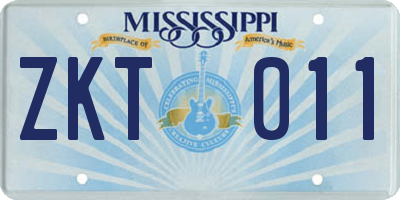 MS license plate ZKT011