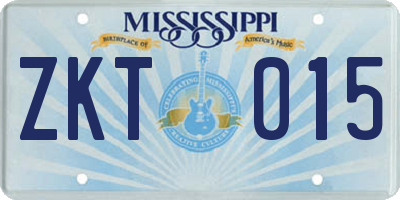 MS license plate ZKT015