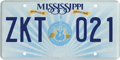 MS license plate ZKT021