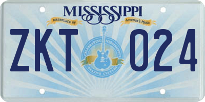 MS license plate ZKT024