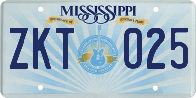 MS license plate ZKT025