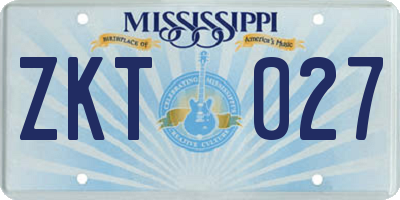 MS license plate ZKT027