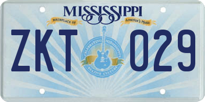 MS license plate ZKT029