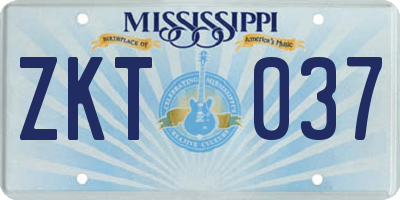MS license plate ZKT037