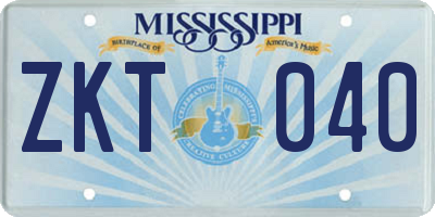 MS license plate ZKT040