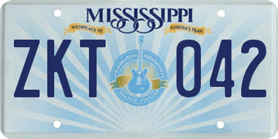 MS license plate ZKT042