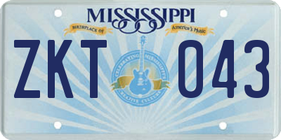 MS license plate ZKT043