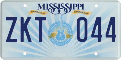 MS license plate ZKT044